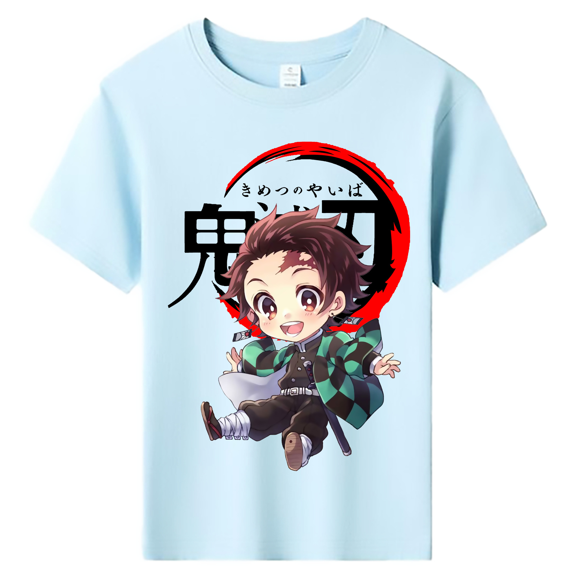 （画像用） 鬼滅の刃 竈門 炭治郎／かまど たんじろう Kamado Tanjirou 綿100％キッズTシャツ（フロントプリント）